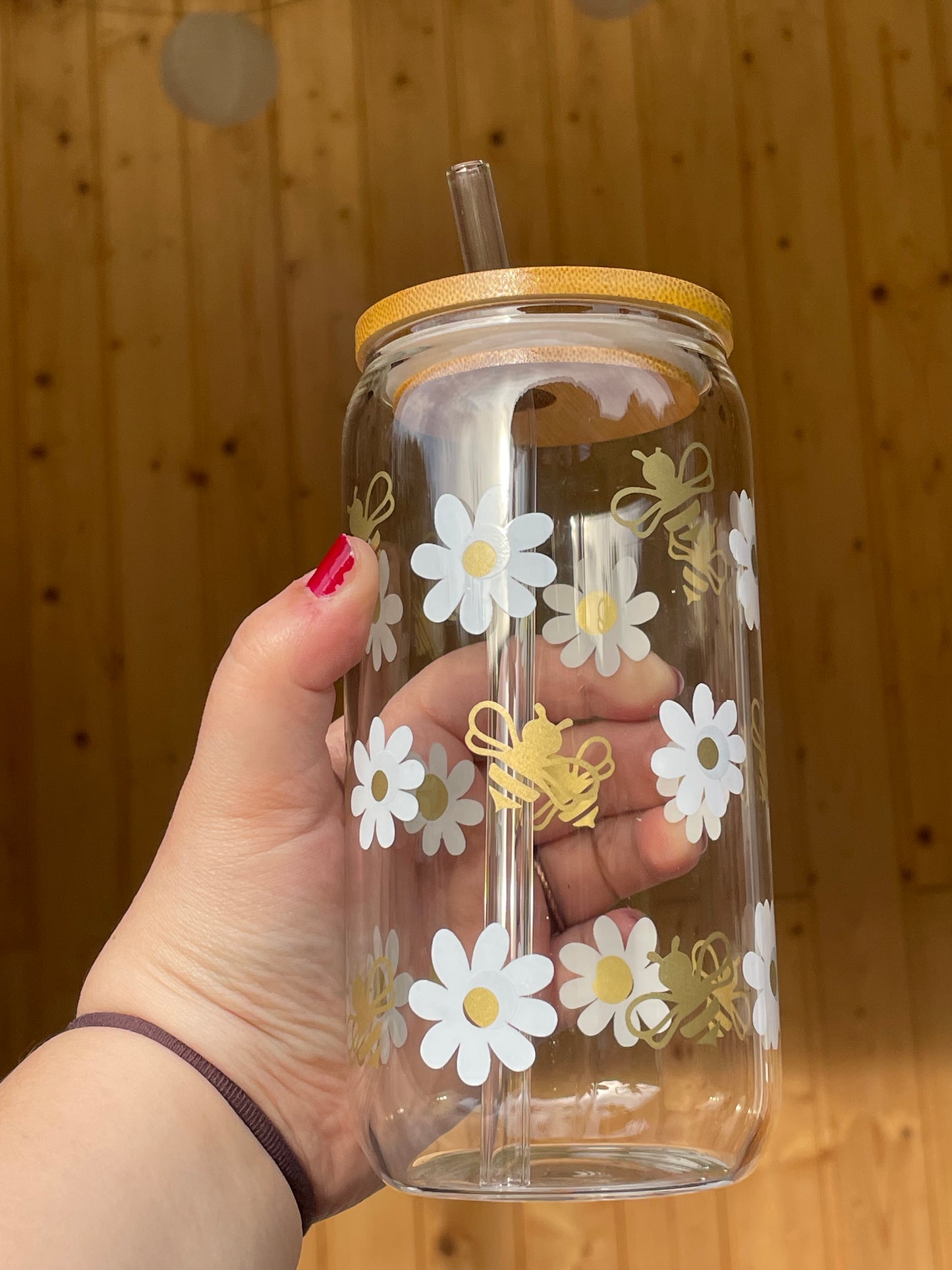 Trinkglas groß: Frühlingsdesign mit Blumen