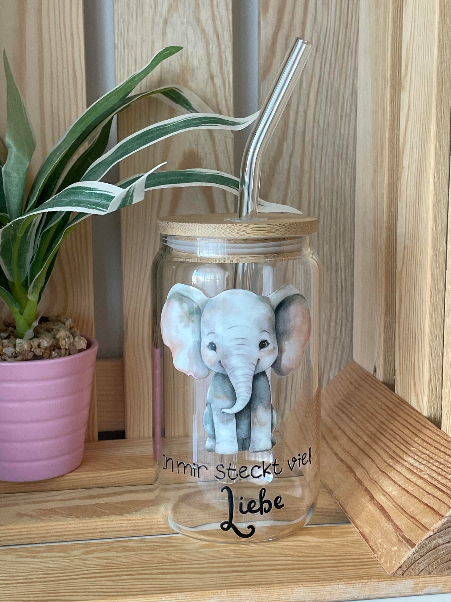 Trinklas: Elefant- in mir steckt ganz viel Liebe